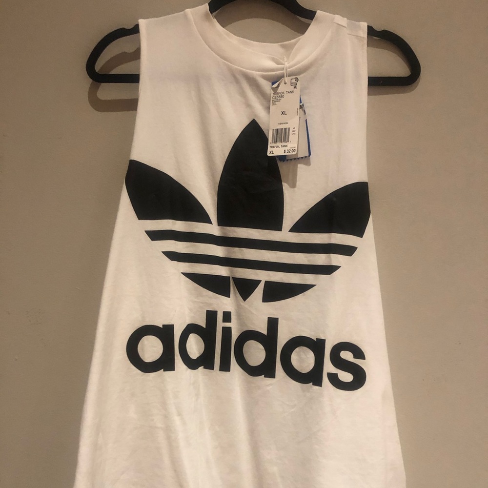 NWT white adidas muscle trefoil tank XL